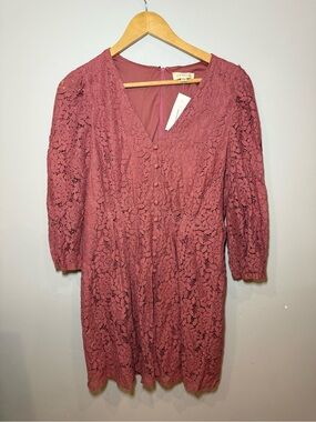 NWT Promesa Dusty Rose Floral Lace Mini Dress Size Large